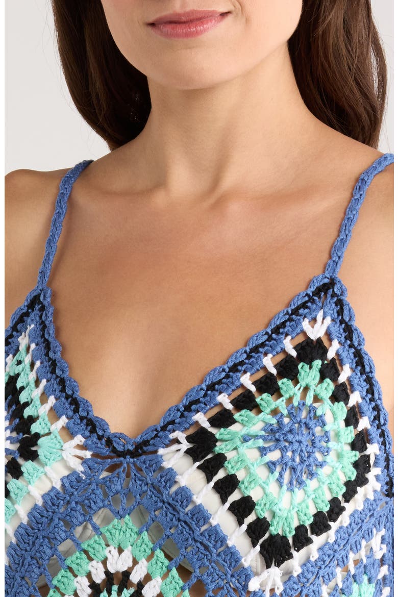 Crochet Maxi Cover-Up Dress, Alternate, color, BLUE MULTI