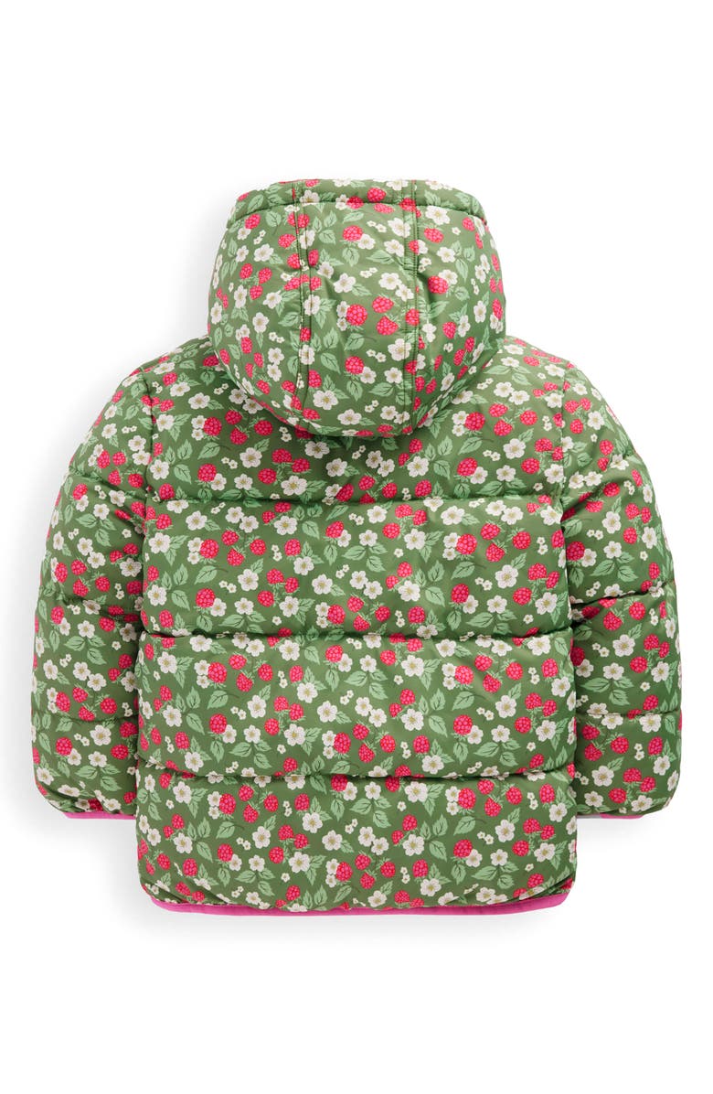 Mini Boden Kids' Reversible Fleece Hooded Jacket, Alternate, color, Safari Green Vintage Berry