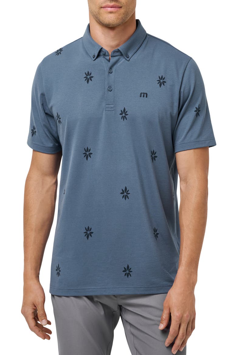 Rome Around Floral Button Down Polo, Main, color, BERING SEA