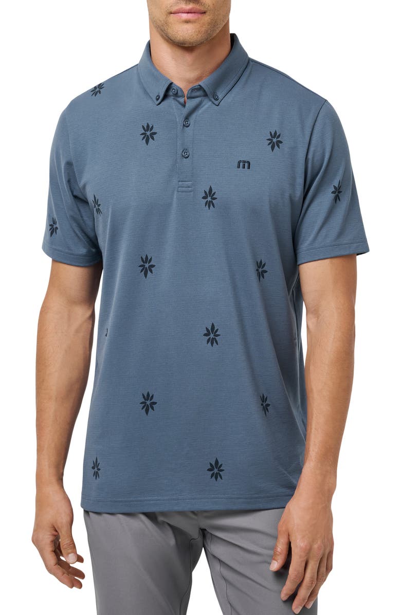 TravisMathew Rome Around Floral Button Down Polo, Main, color, Bering Sea