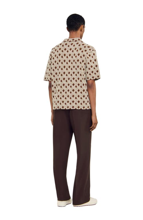 Sandro Rope Jacquard Cardigan Shirt In Neutral