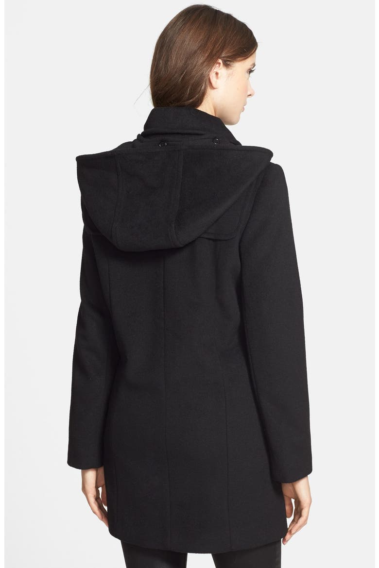 Removable Hood Wool Blend Duffle Coat, Alternate, color, BLACK