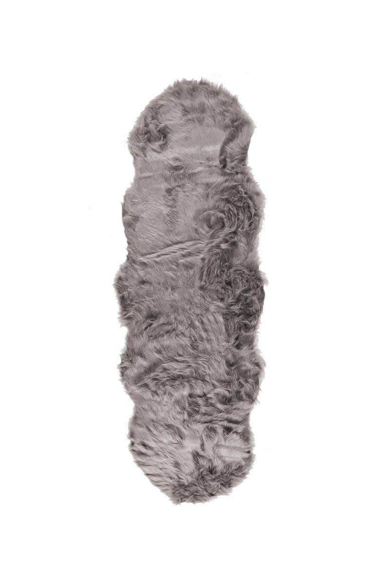 LUXE Gordon Faux Fur Throw - 2ft x 3ft - Grey, Main, color, Gray