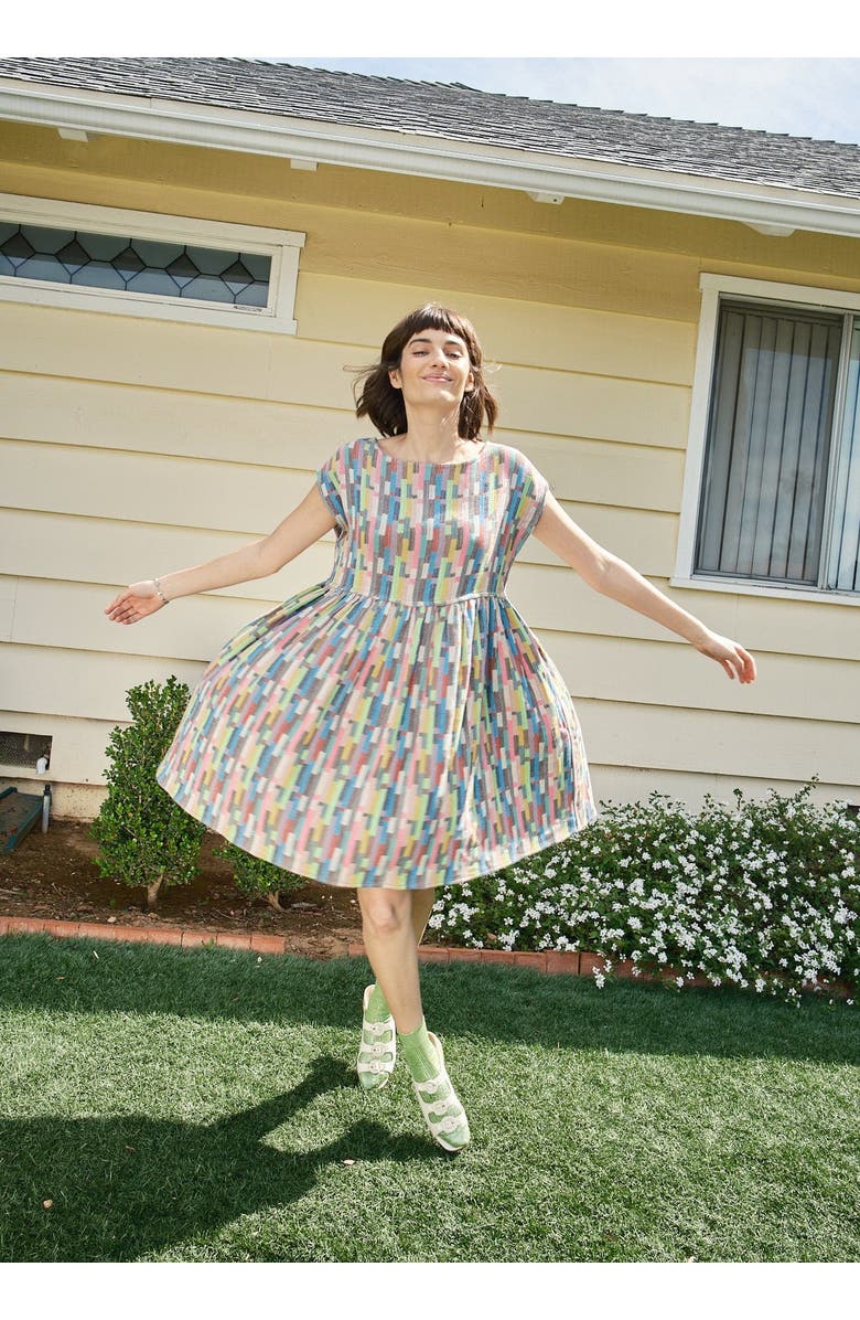 Ace & Jig Float Slit-neck Mini Dress, Alternate, color, Trivia