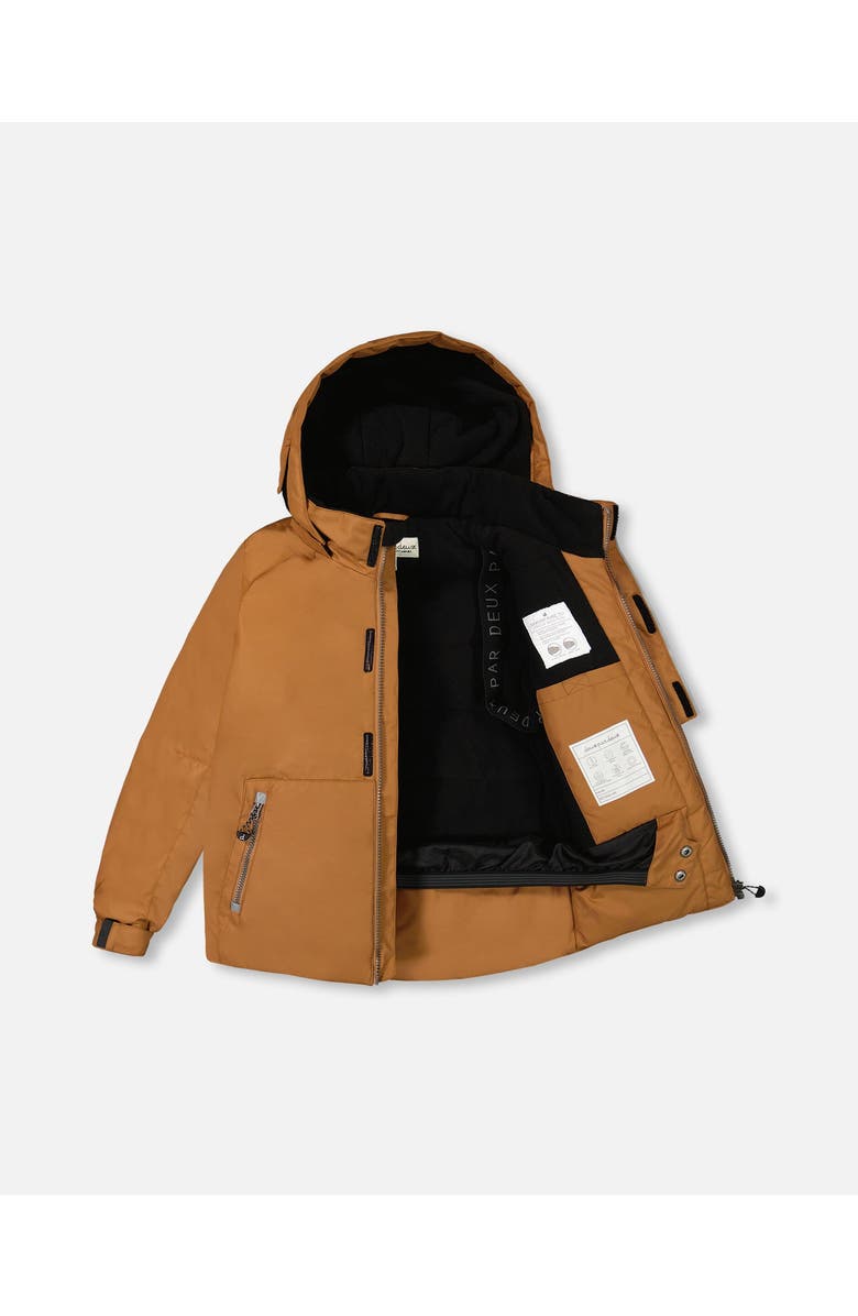 Deux par Deux Boy's Two Piece Snowsuit Solid Brown Jacket And Grey Landscape Printed Brown Trees, Alternate, color,