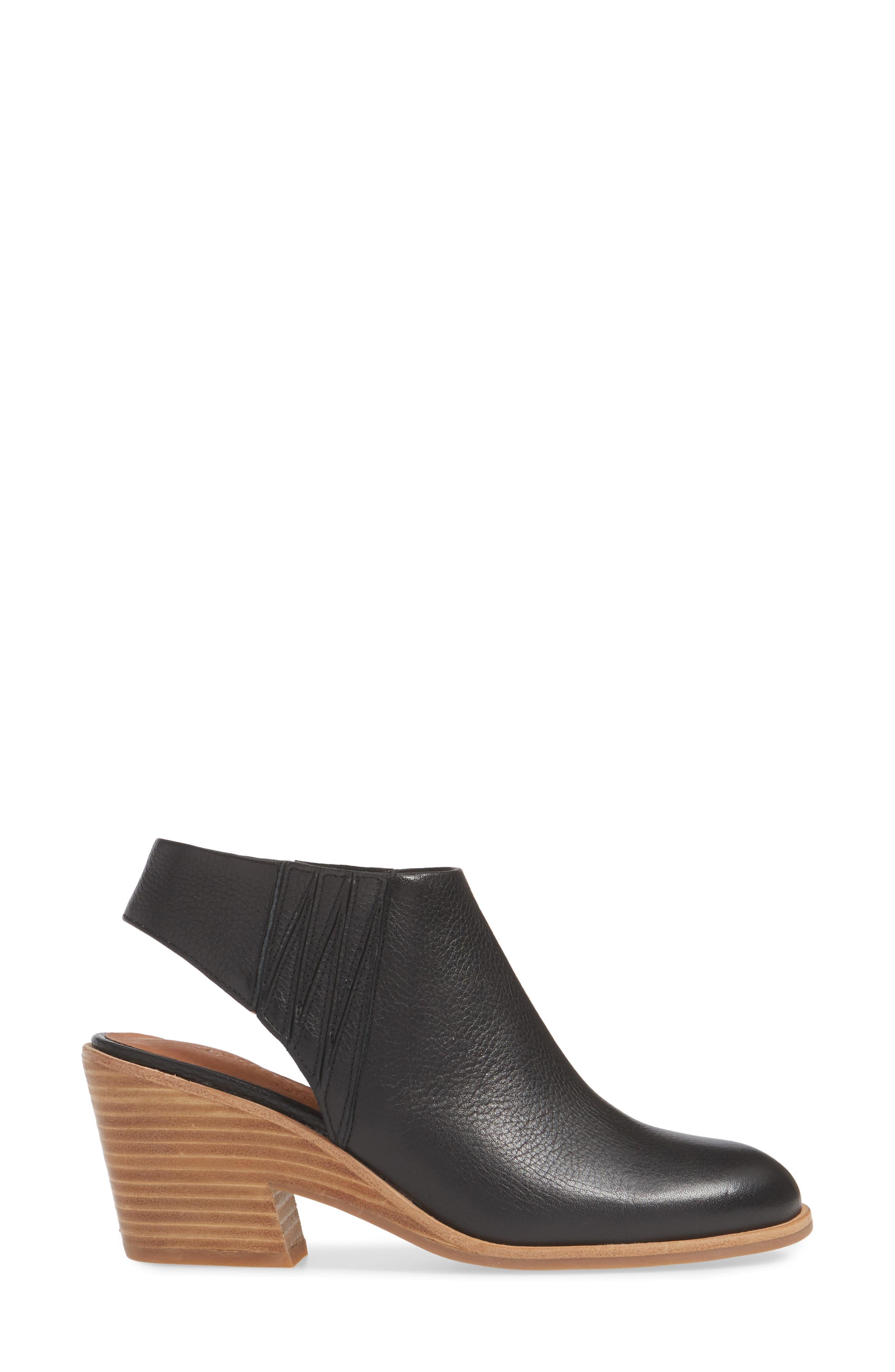 Harlie Open Heel Bootie, Alternate, color, BLACK LEATHER