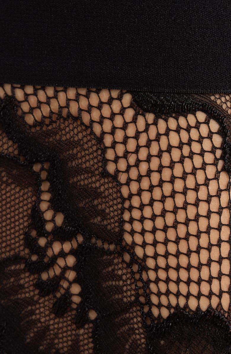 KILO BRAVA Floral Lace Halter Teddy, Alternate, color, Black