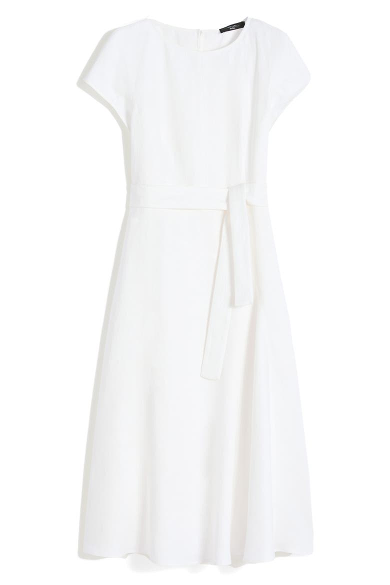Esordio Linen Midi Dress, Alternate, color, WHITE