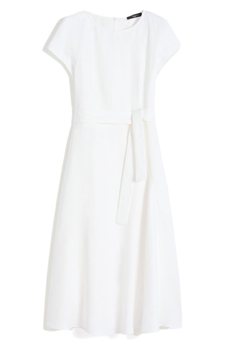 Weekend Max Mara Esordio Linen Midi Dress, Alternate, color, White