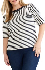 NIC+ZOE Embroidered Boat Neck Shirt