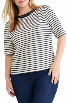 Embroidered Boat Neck Shirt