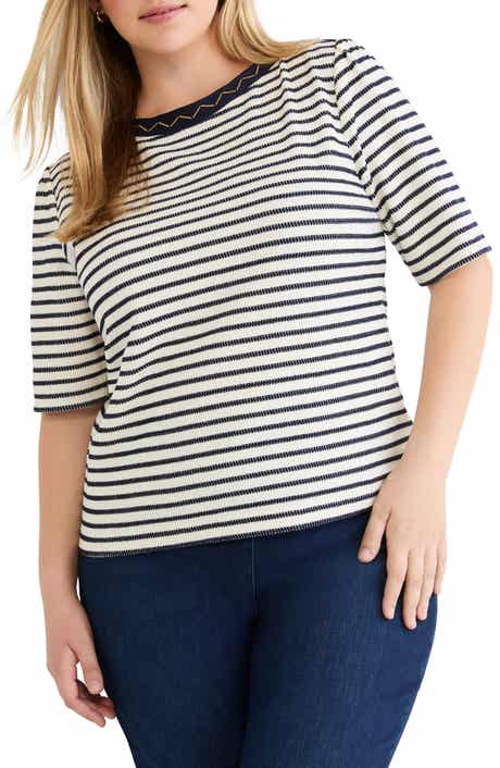 Embroidered Boat Neck Shirt