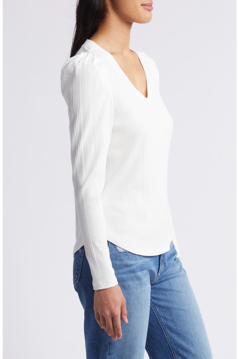 Puff Shoulder Rib Top, Alternate, color, WHITE