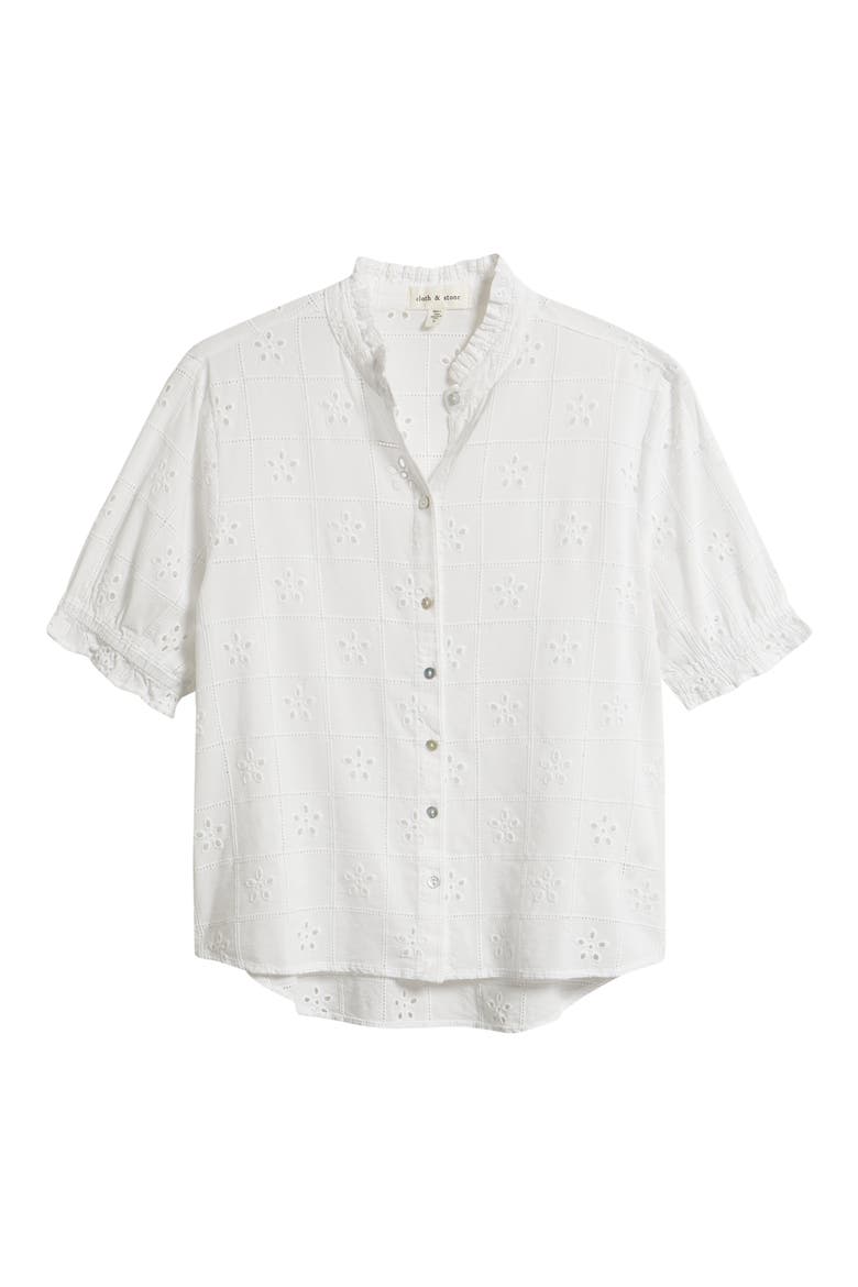 Eyelet Embroidery Woven Shirt, Alternate, color, WHITE