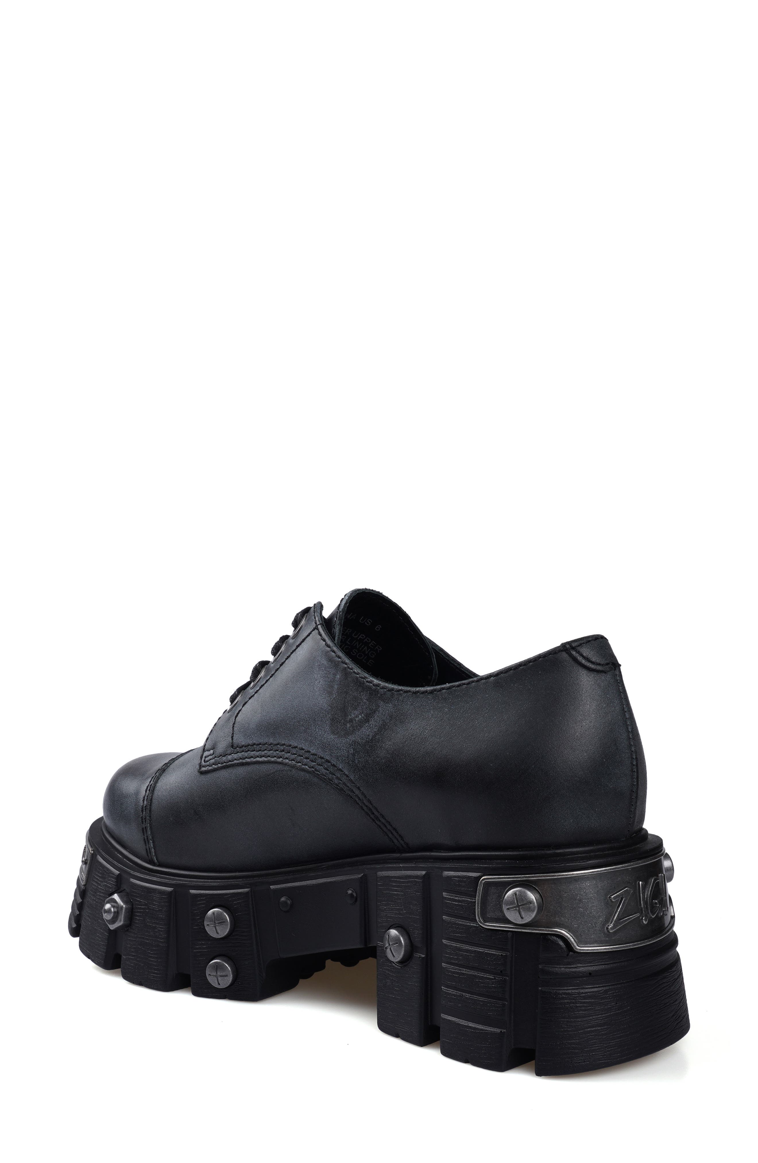 ZIGI Lomina Platform Cap Toe Derby, Alternate, color, Black Leather