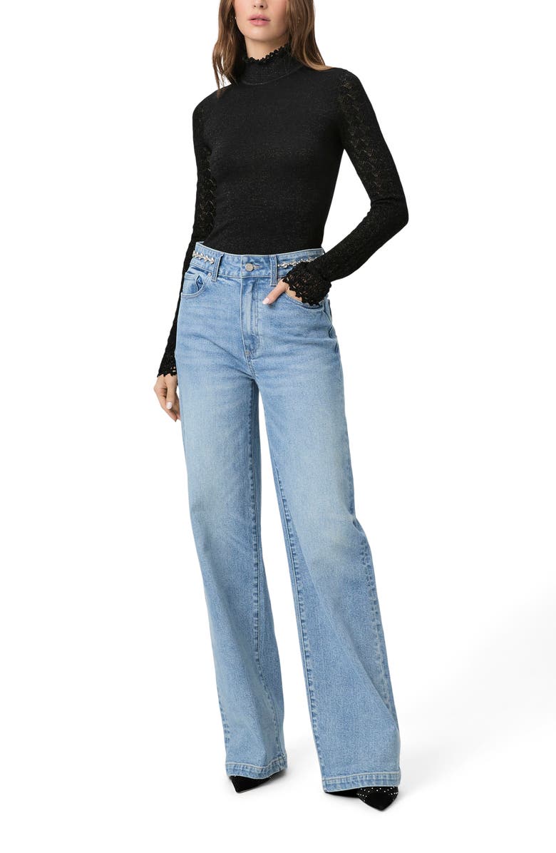 PAIGE Sasha Embellished High Waist Wide Leg Jeans, Alternate, color,