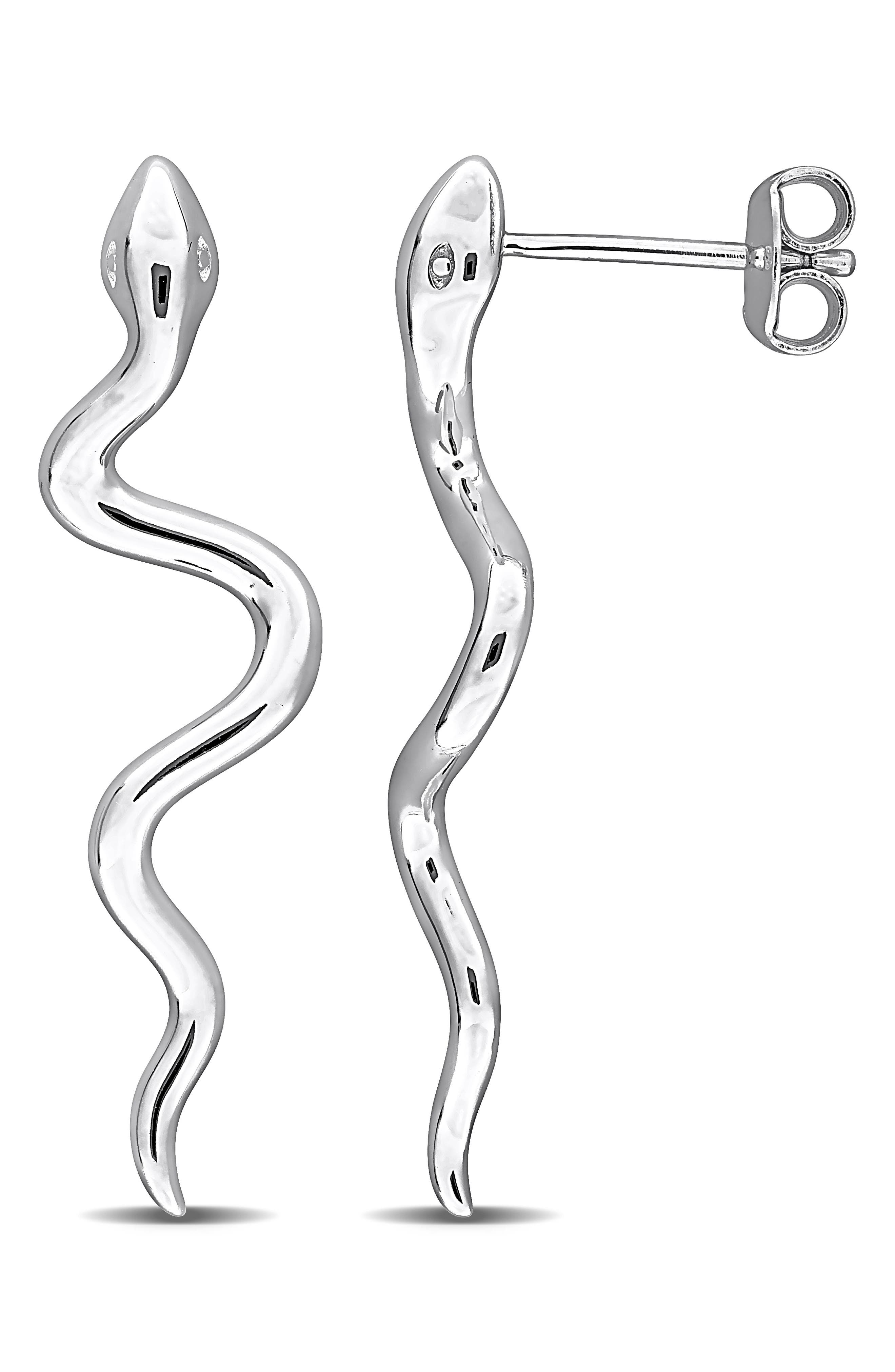 Sterling Silver Snake Drop Earrings