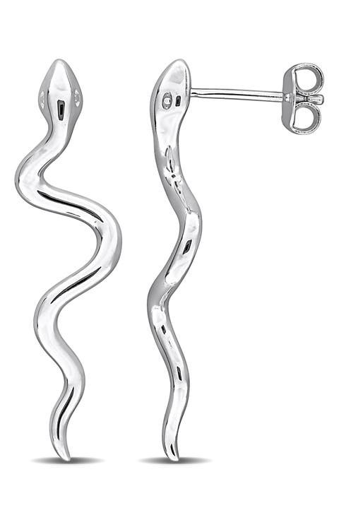 Sterling Silver Snake Drop Earrings