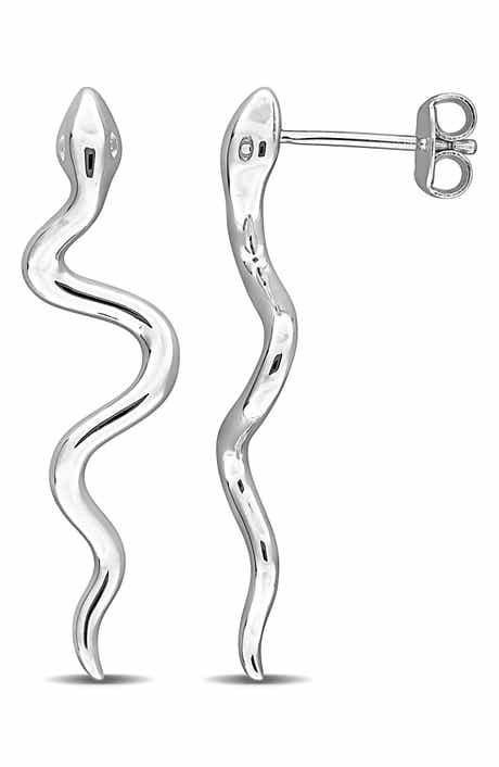 Sterling Silver Snake Drop Earrings