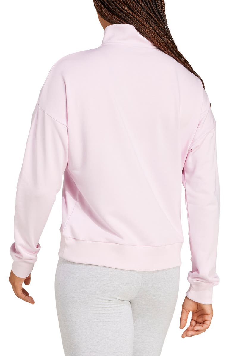 adidas French Terry Quarter Zip Pullover, Alternate, color, Clear Pink/ White