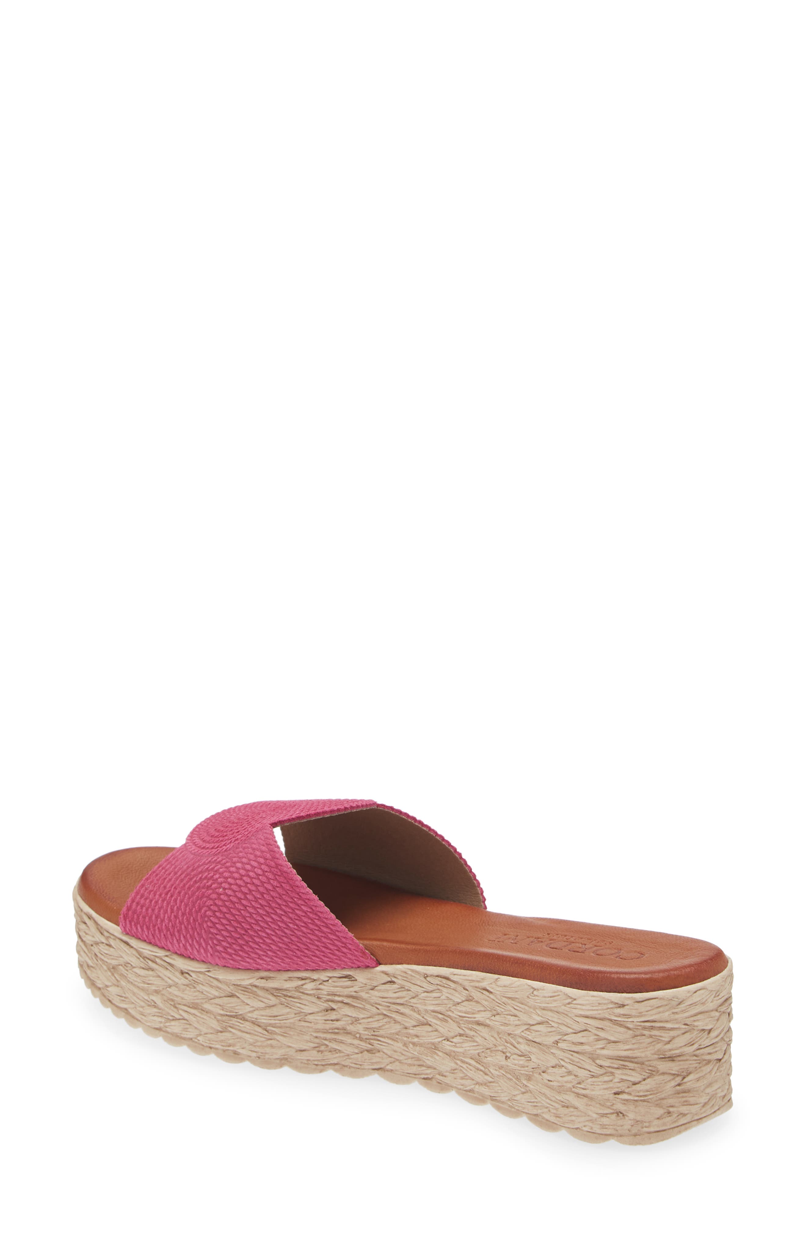 Cordani Britta Espadrille Platform Wedge Slide Sandal, Alternate, color, Fuschia Suede