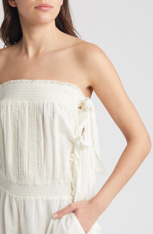 Free People Feelin' Fancy Strapless Cotton Romper In Ivory