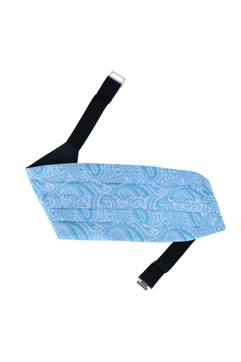 Sobee Paisley Silk Cummerbund, Alternate, color, Light Blue Paisley