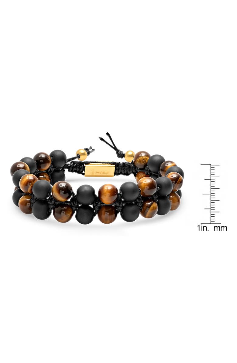 STEELTIME Men's Tiger's Eye & Black Lava Beaded Bracelet, Alternate, color, Gold/Brown/Black
