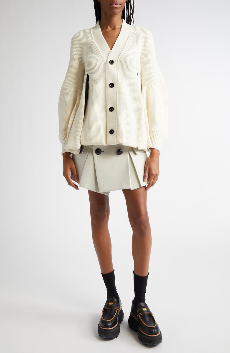 Sacai Melton Wool Shorts, Alternate, color,