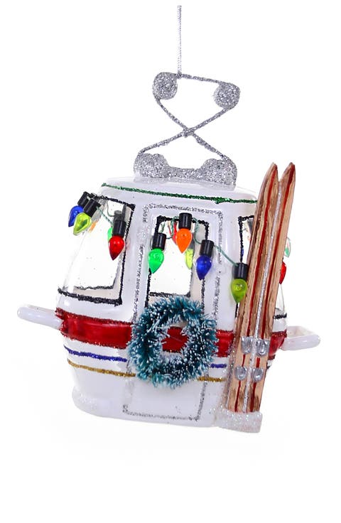 Ski Slope Gondola Glass Christmas Ornament