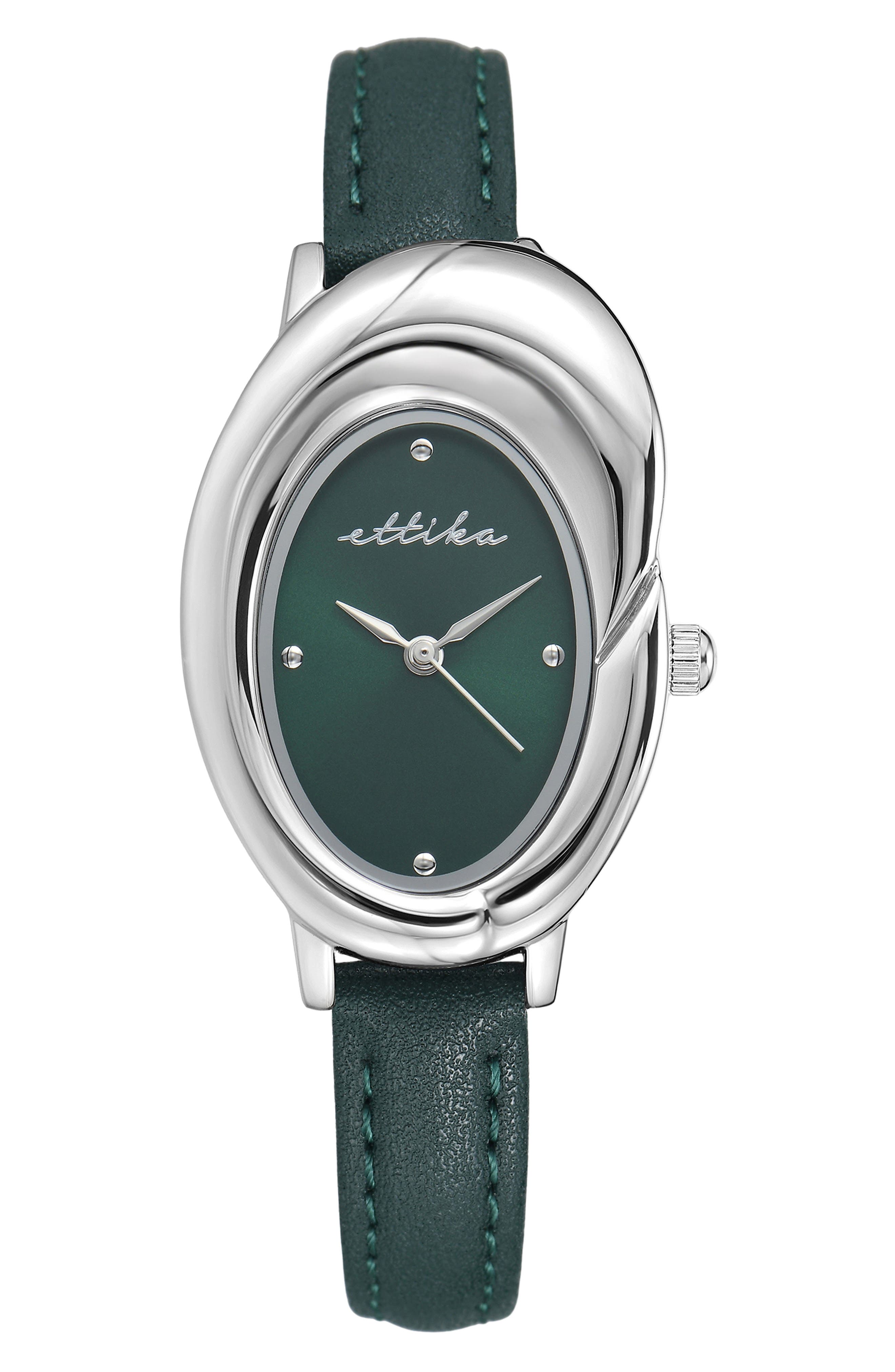 Ettika Bubble Dome Leather Strap Watch