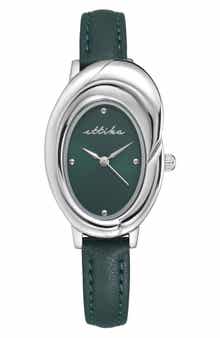 Ettika Bubble Dome Leather Strap Watch