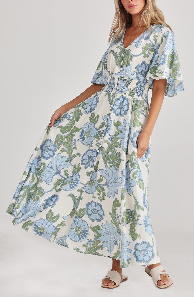 Talisman the Label Harlow Smocked Waist Maxi Dress, Alternate, color, Ibiza