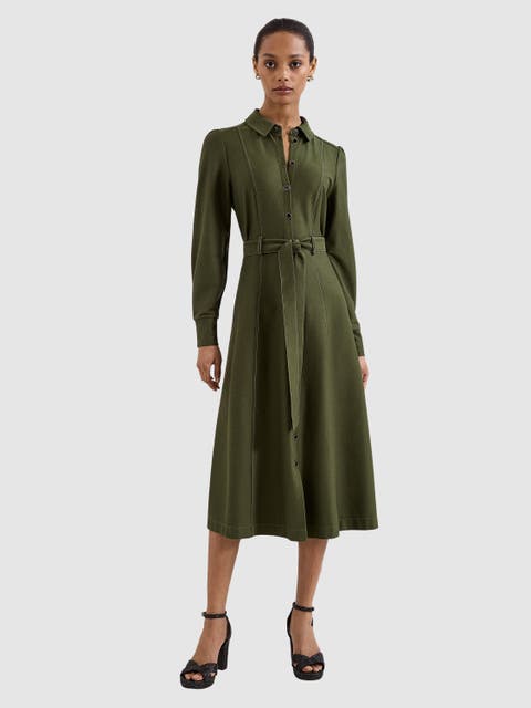 Avenly Long Sleeve Belted Shirt Dress