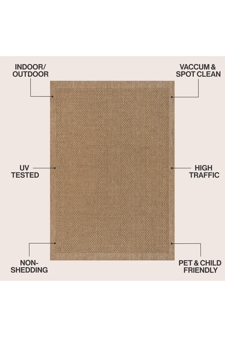 Luma Boho Easy Jute Coastal Border Solid Indoor/Outdoor Area Rug, Alternate, color, Natural