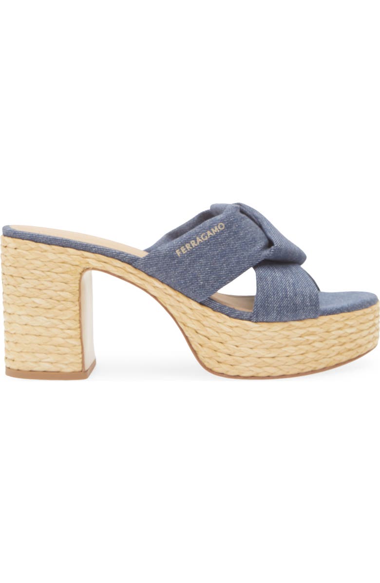 FERRAGAMO Douglas Platform Slide Sandal, Alternate, color, Denim