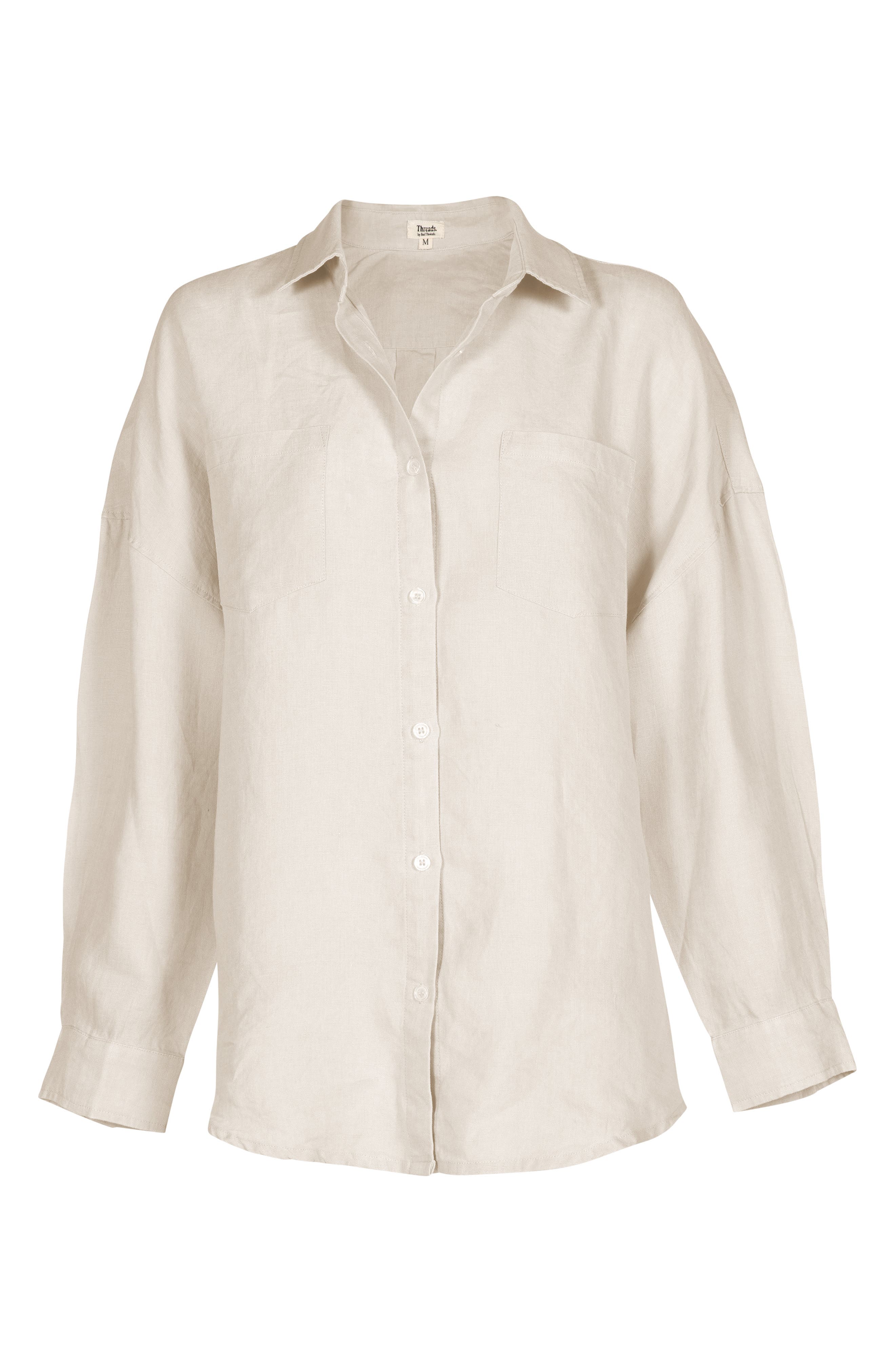 Long Sleeve Linen Button-Up Shirt - image 2