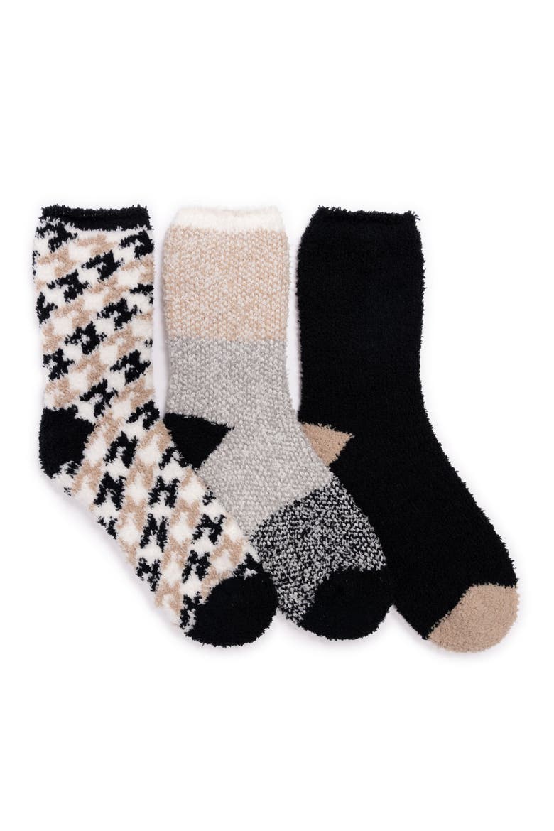 Women's 3 Pair Pack Crew Cozy Socks, Main, color, Black/Neutral