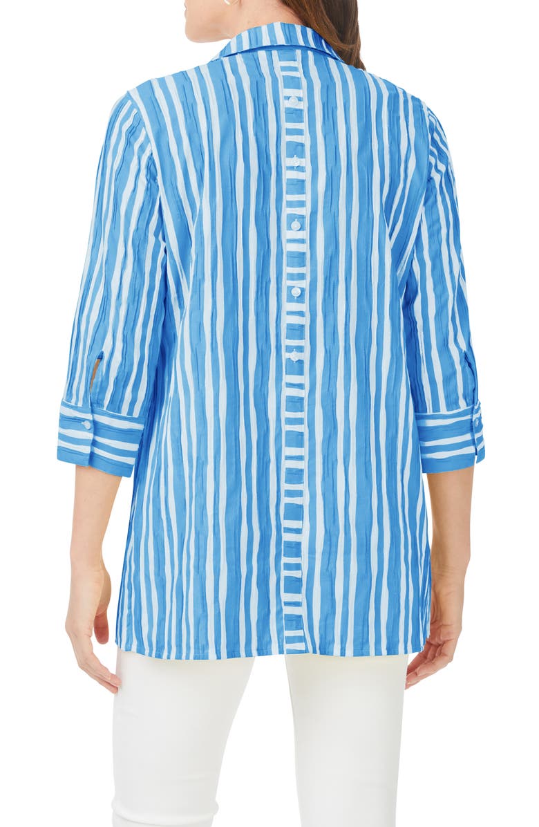 Foxcroft Pamela Crinkle Beach Stripe Blouse, Alternate, color, Blue Breez