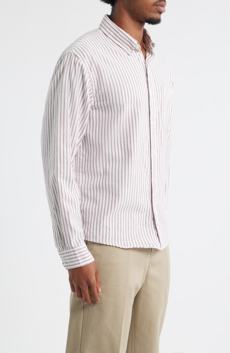 Dickies Gallatin Ticking Stripe Cotton Button-Down Shirt, Alternate, color, Egret