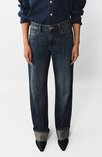 Mango Paula Seamed High Waist Straight Leg Jeans