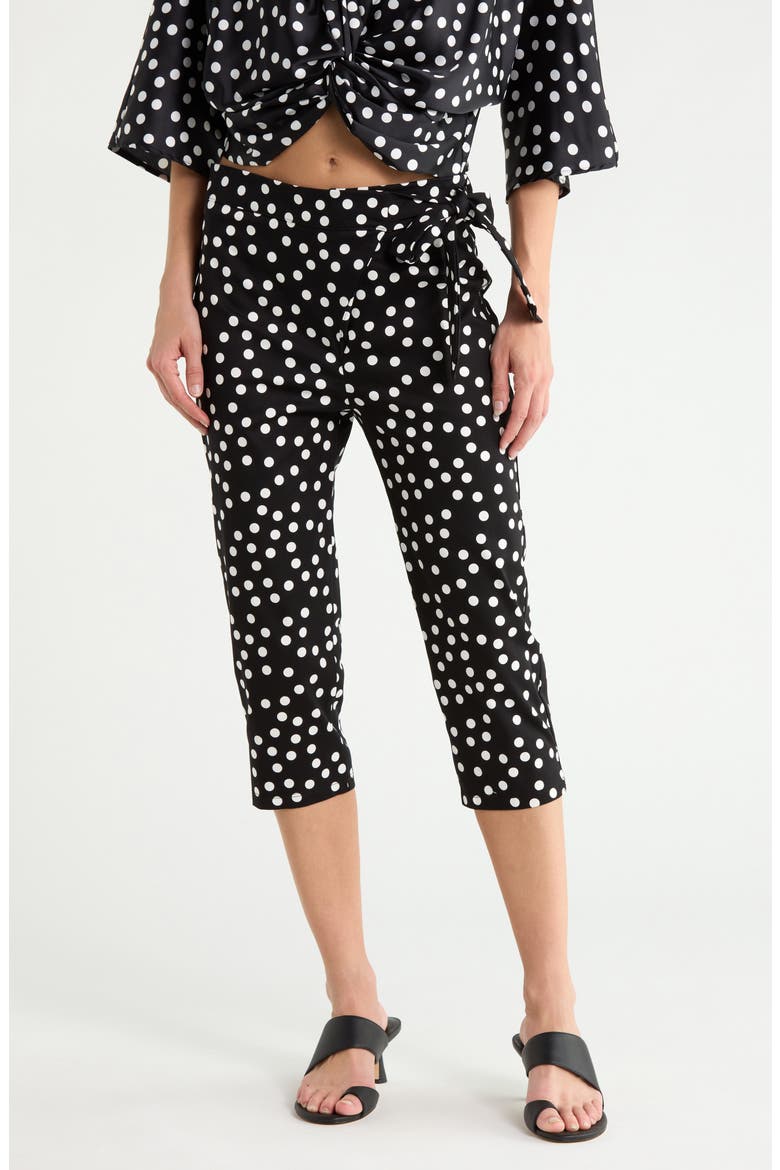 Polka Dot Capri Pants, Main, color, BLACK