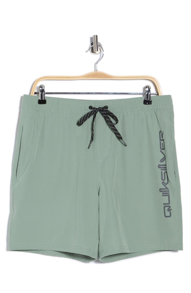 Quiksilver Wind Logo Volley Swim Trunks, Main, color, Lily Pad