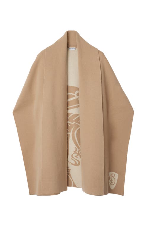 Shop Burberry Ekd Wool Cashmere Blend Cape In Cracker