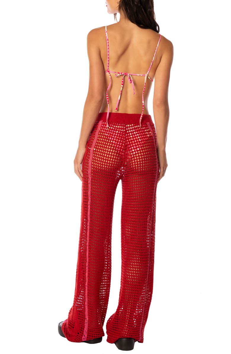Maaji Flame Coral Novelle Crochet Cover-Up Pants, Alternate, color, Bright Red