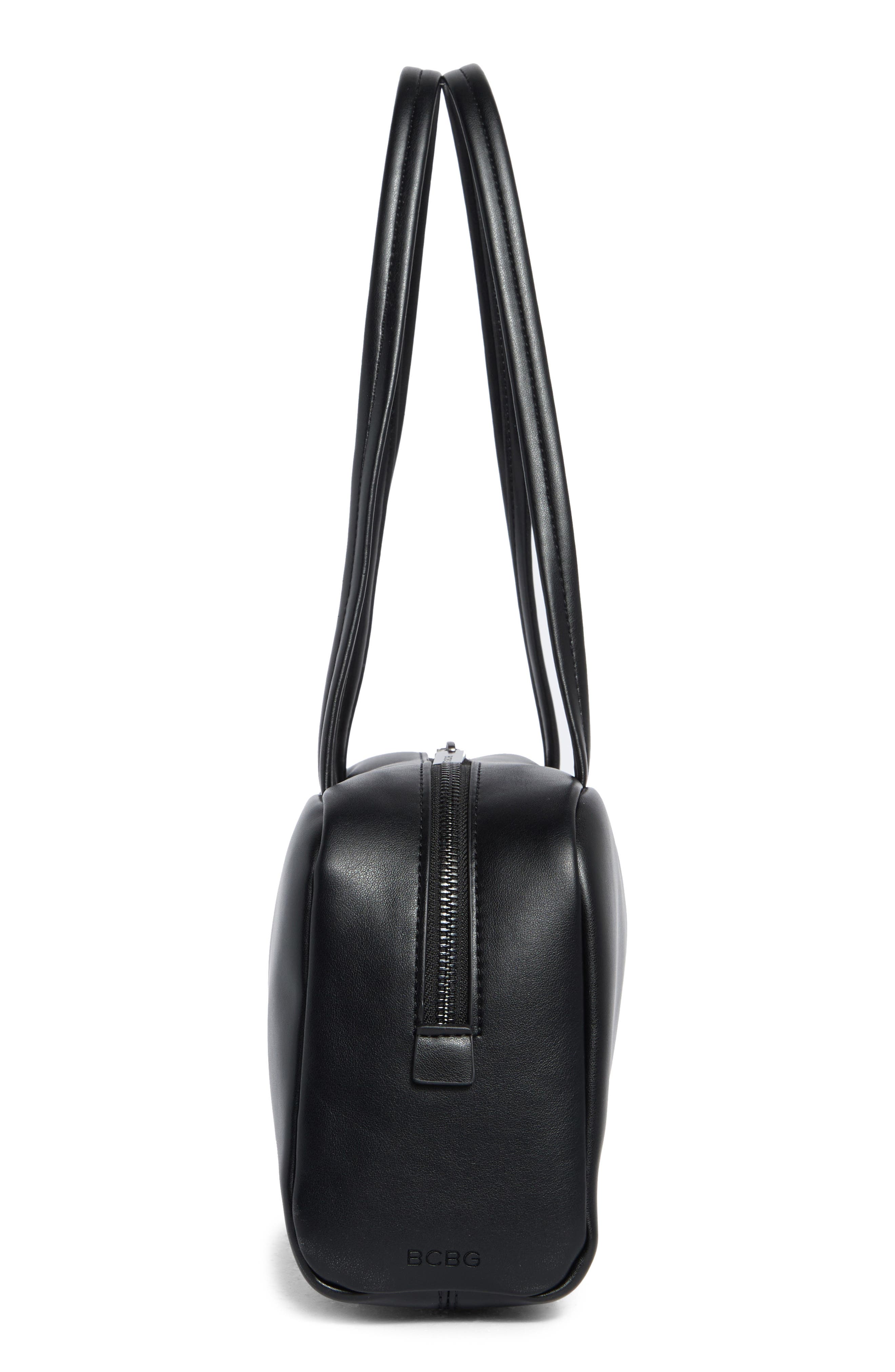 Bowler Faux Leather Shoulder Bag, Alternate, color, BLACK