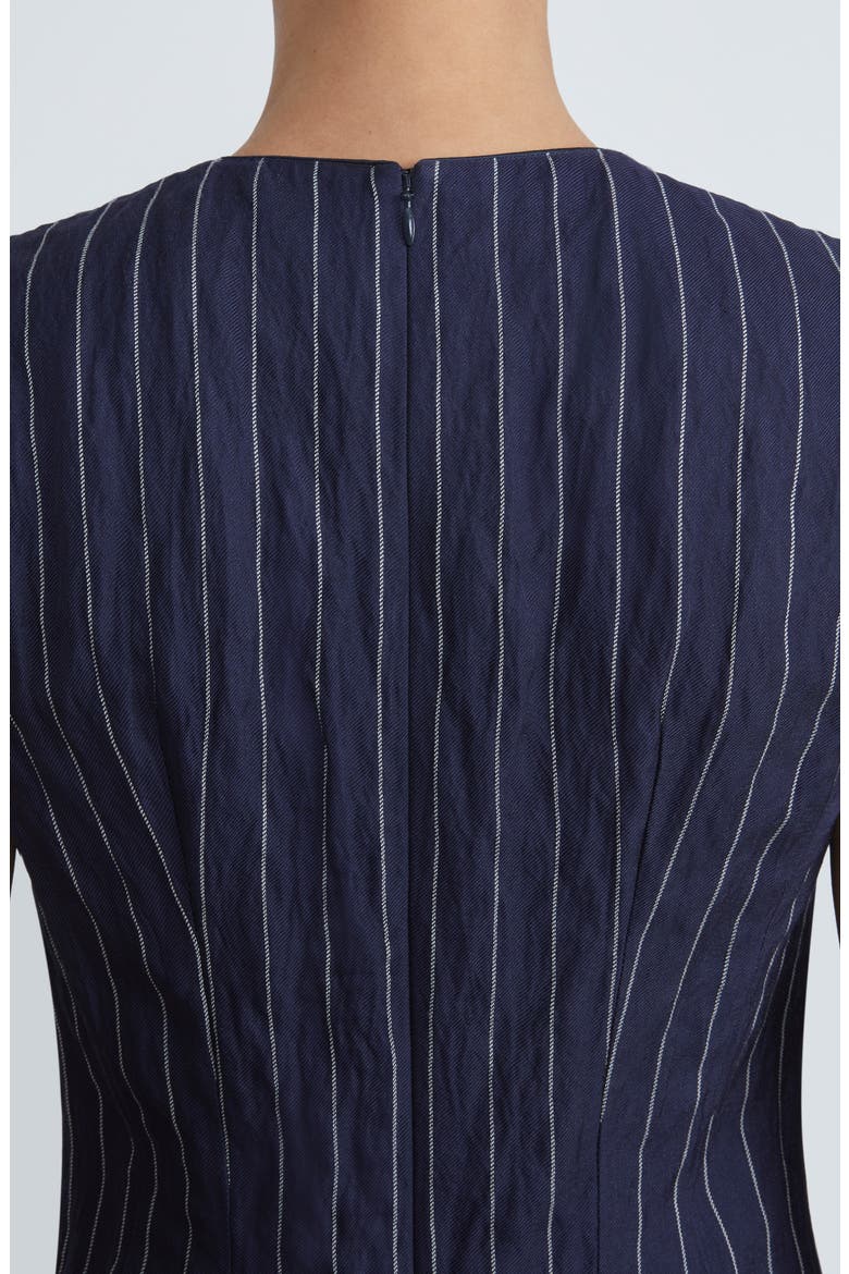 Metallic Pinstripe Crinkled Sheath Dress, Alternate, color, MIDNIGHT BLUE MULTI