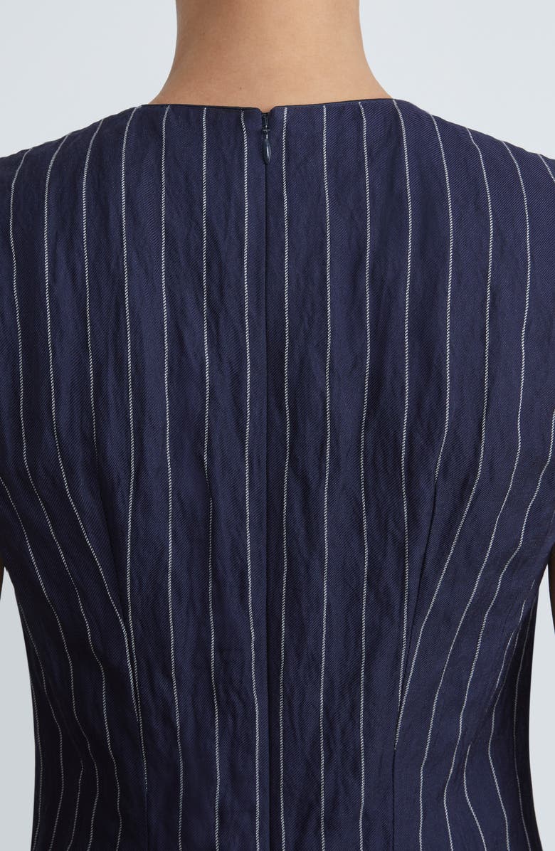 Lafayette 148 New York Metallic Pinstripe Crinkled Sheath Dress, Alternate, color,