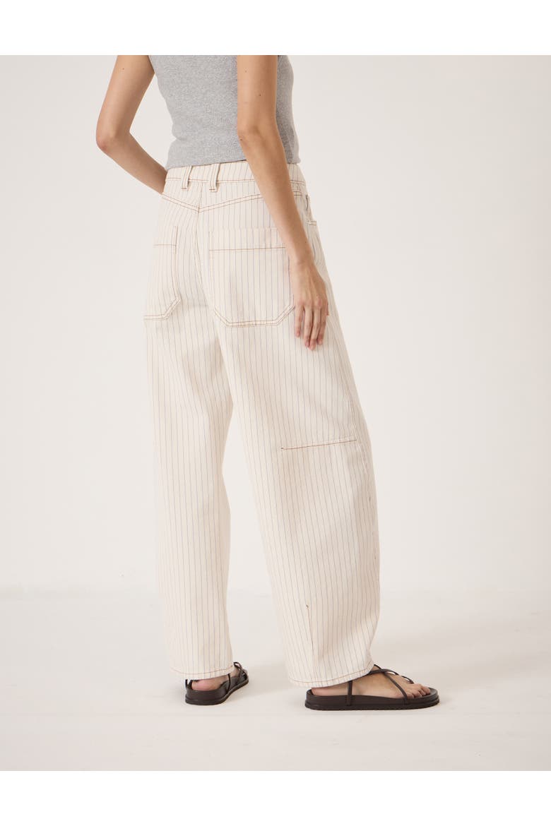 Bree Stripe Horseshoe Barrel Leg Jeans, Alternate, color, White