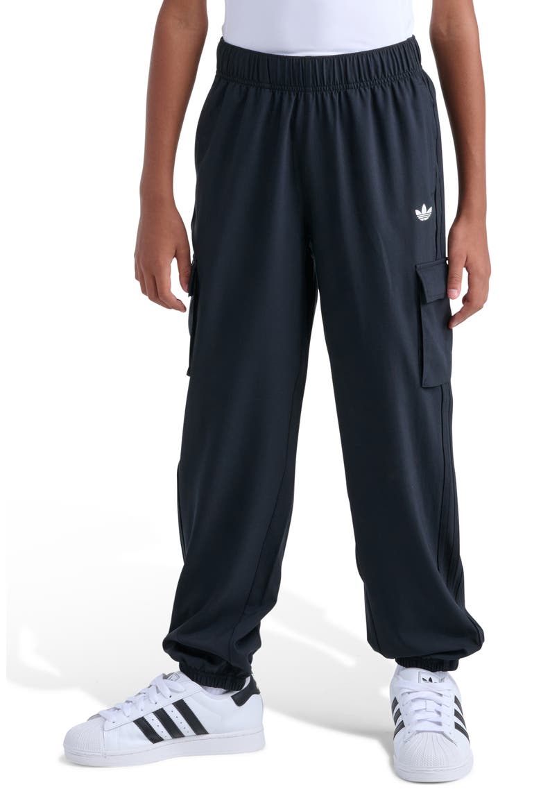 Kids' 3-Stripes Cargo Jogger Pants, Alternate, color, BLACK